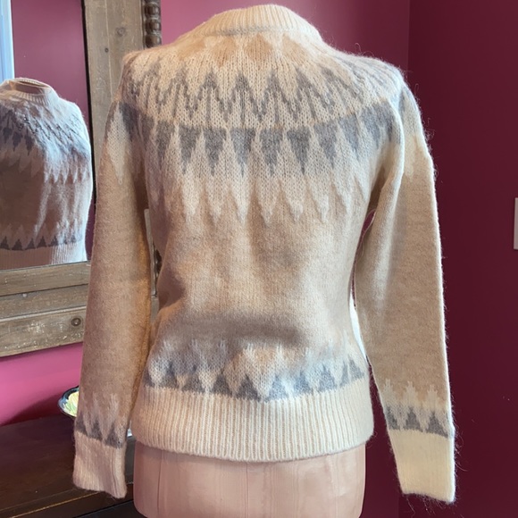 Naf Naf Rhinestone Mohair Blend Cream & Gray Knit Sweater Small - Picture 4 of 6